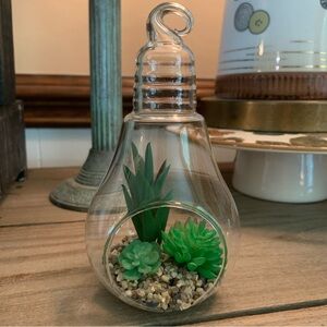Glass Vase faux Succulents~plants~farmhouse~cottage core~ coastal grandma
